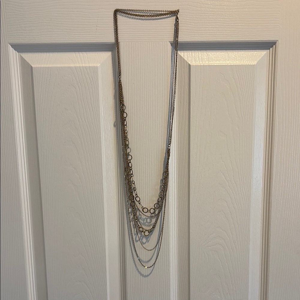 Gold Multi-Strand Necklace with Cascading Design